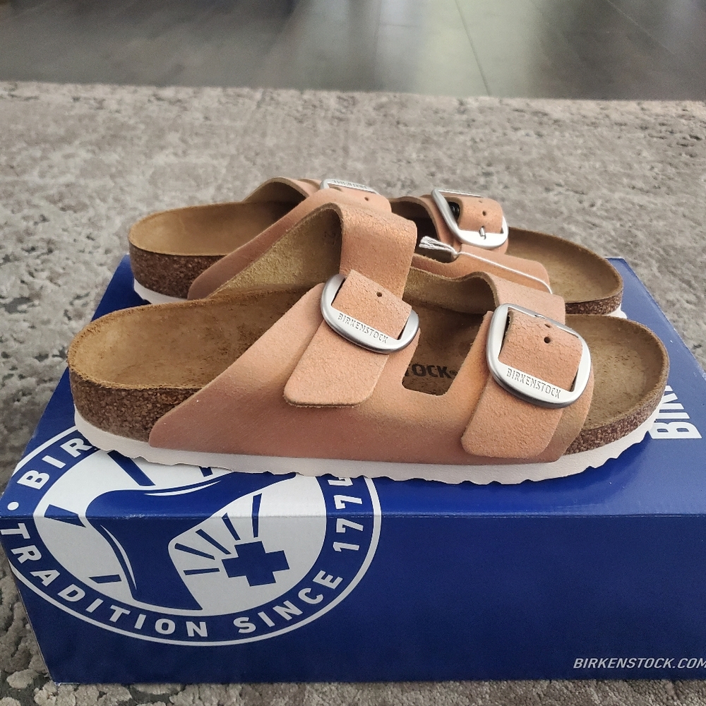 Birkenstock Arizona Big Buckle Leather Washed Metallic Copper Size 39 - Picture 12 of 12